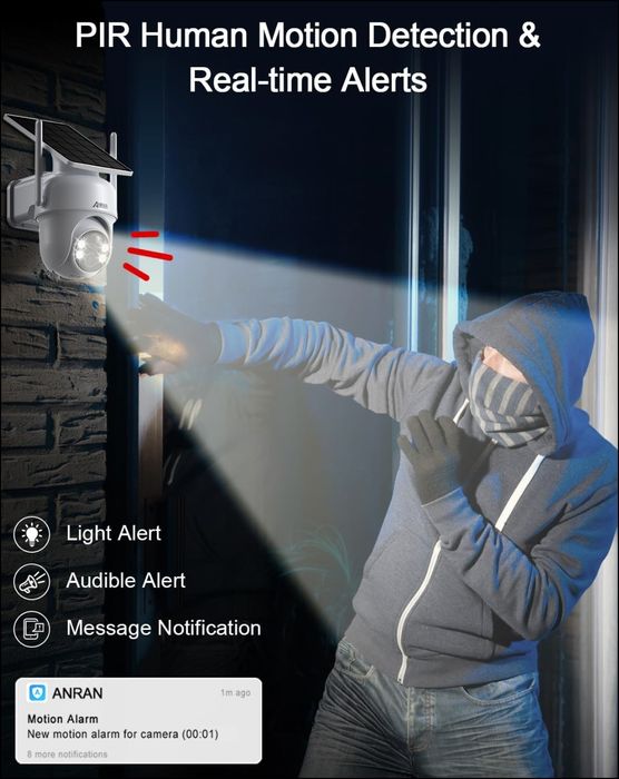 Câmara de segurança solar s/ fios p/ exterior ANRAN