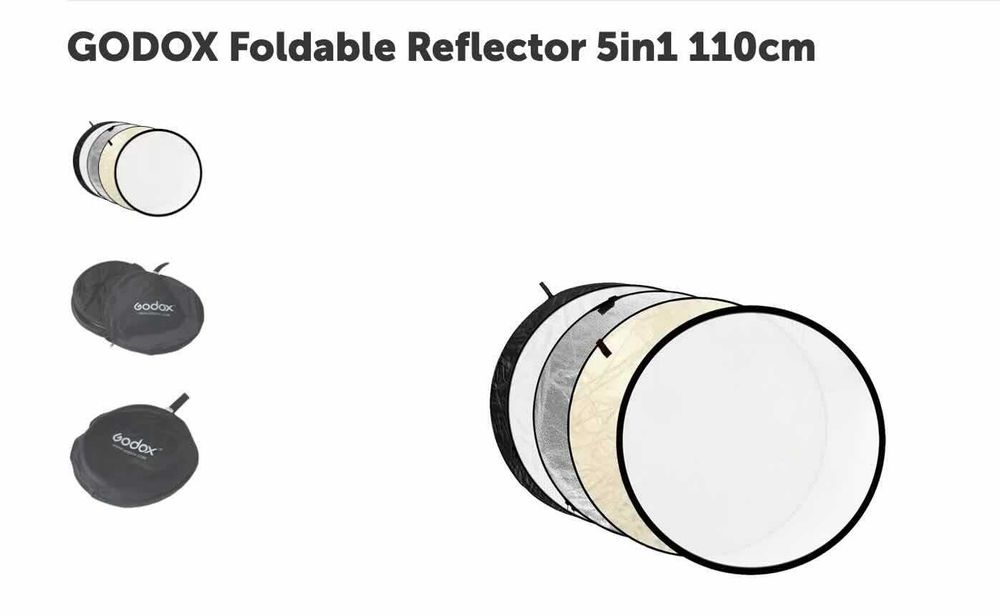 Godox 5-in1 110cm Reflector Set, Stand and Stand Reflector Clamp