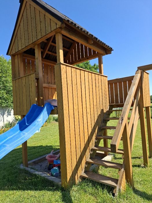 Duży drewniany domek plac zabaw dla dzieci do ogrodu