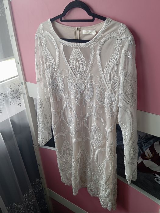 Sukienka cekinowa Glamour cekiny chrzest komunia wesele L