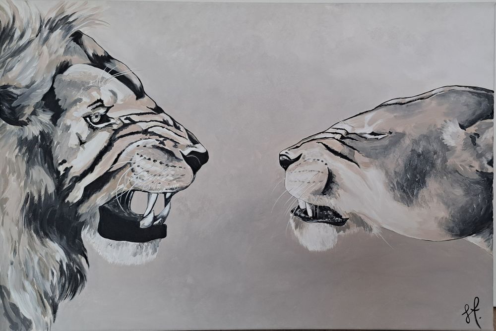 Obraz ręcznie malowany Handmade Lew