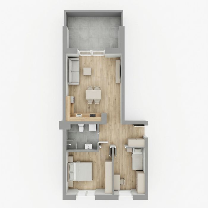 Mieszkanie nr 3, 4 - 62,35m2 | 2 sypialnie | taras