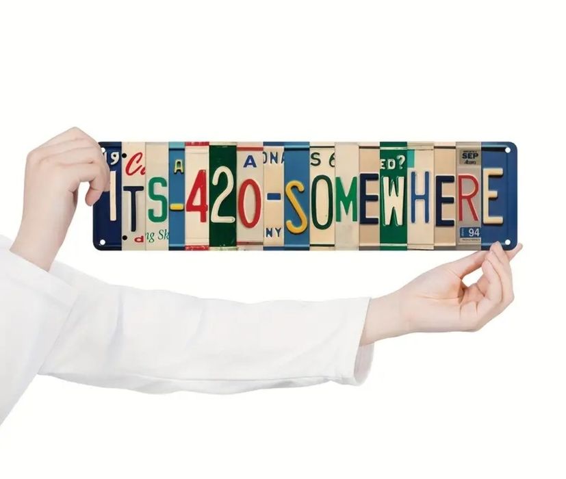 Placa estilo vintage "it's 4:20 somewhere"