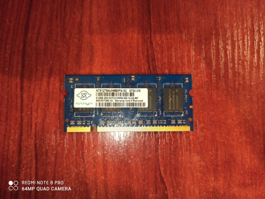 Pamięć Laptop RAM SODIMM 2x 512MB Nanya 2RX16.PC2-5300S-555-12-A2.667