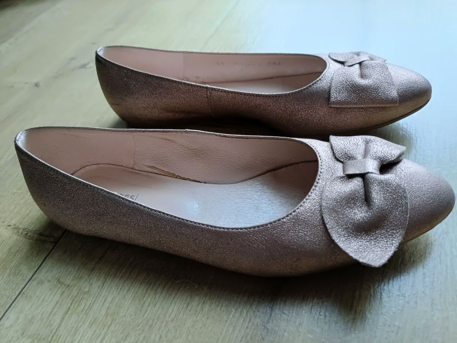 Gino Rossi złote baleriny damskie kokarda rozm 37