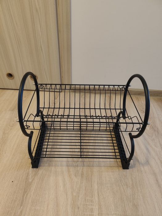 Suszarka do naczyń dwupoziomowa czarna 40x25x38 cm osuszacz ociekacz