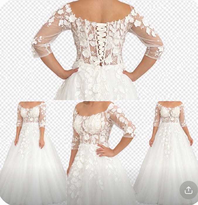 Vestido de noiva romântico com renda floral – Noiva Lusa