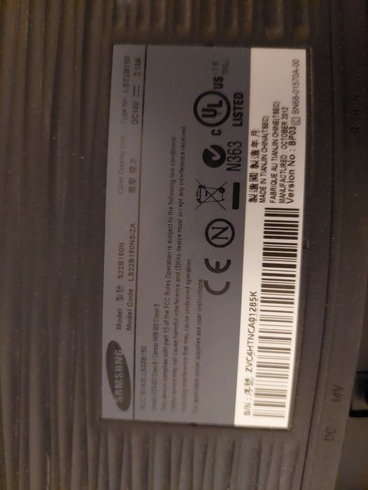 Монітор Samsung 22 дюйма S22B150N