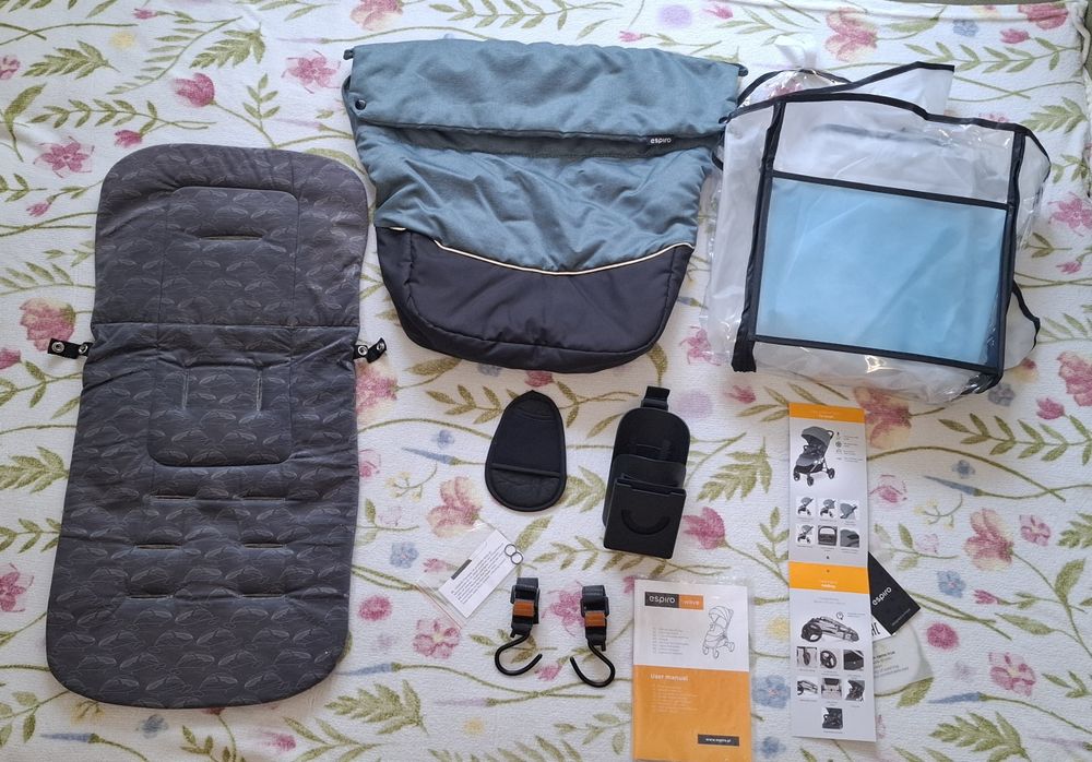 Прогулянкова коляска Espiro Wave TURQUOISE з аксесуарами,візочок до 4р