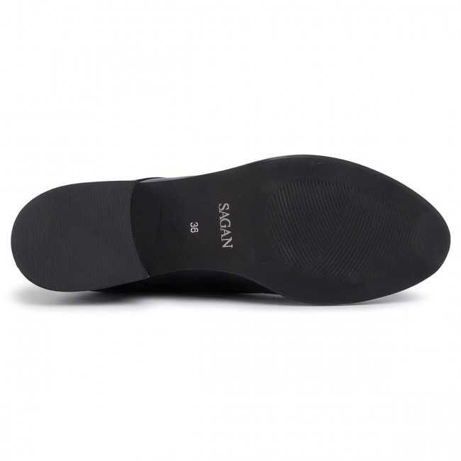 SAGAN Półbuty 3676 NOWE R. 38 Oxfordy Brogsy Czarne Skóra Naturalna