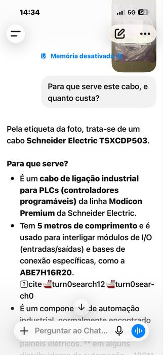 Cabo Schneider Electric TSXCDP503 – Novo e Selado
