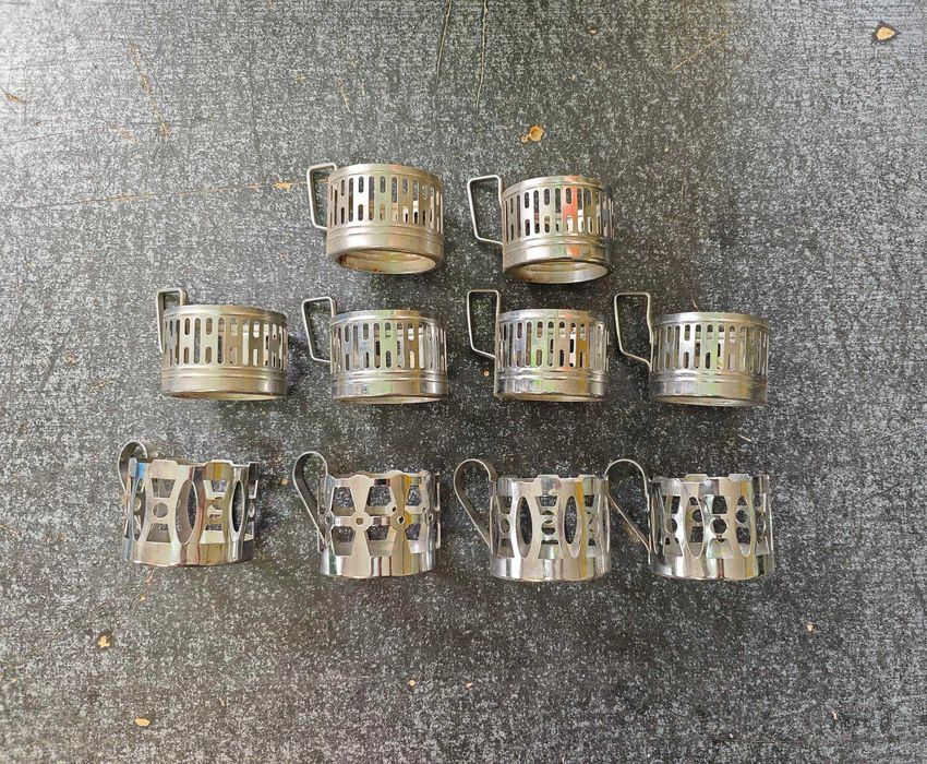 koszyczki na szklanki PRL 10szt. metalowe