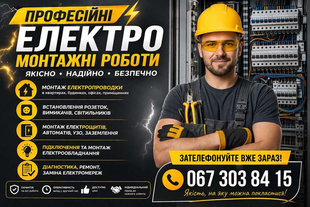 Електрик. Послуги з електромонтажу.
