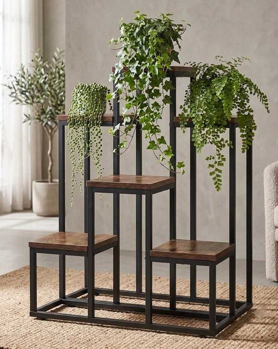 Kwietnik Stojak Metalowy na Kwiaty Dekoracje 6 Półek Loft Rustykalny 67cm