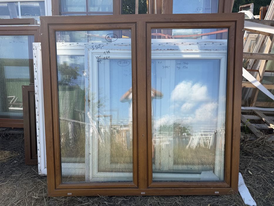 1x okno plastikowe 178x164 zloty dab RU (dostawa, 180x160, demontaz)