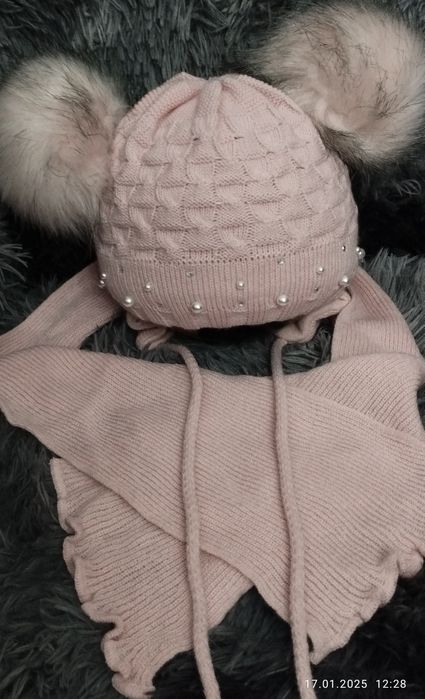 Комплект дитячий шапка і шарф, можна для двійні