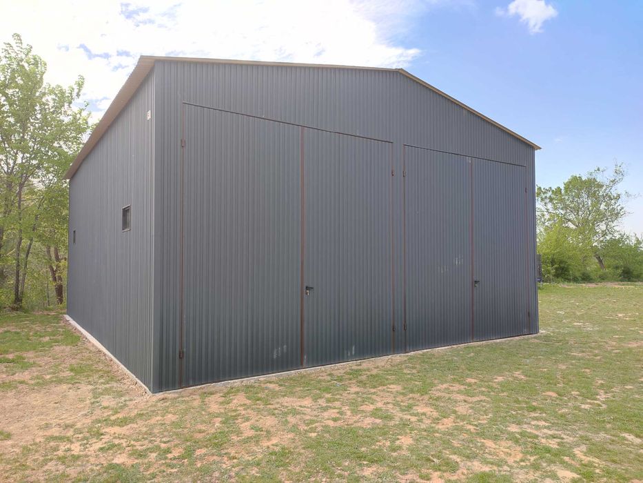 Wysoki Grafitowy Garaż Blaszany- Magazyn Wiata - Hala  – GRZYWSTAL