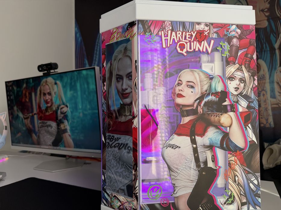 HARLEY QUINN custom pc  Ryzen 7 | RTX 5060 | 64GB DDR5 | CUSTOM WATER COOLING | LCD
