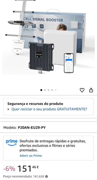 Amplificador de Sinal Telemóvel (Cell Signal Booster) - Como Novo