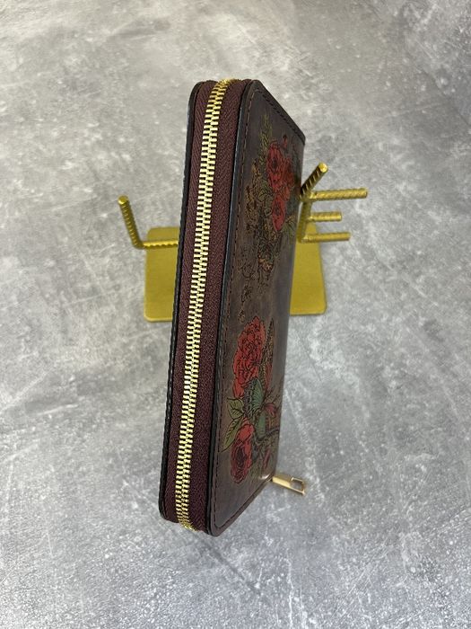 Шкіряний жіночий клатч "Папуга"