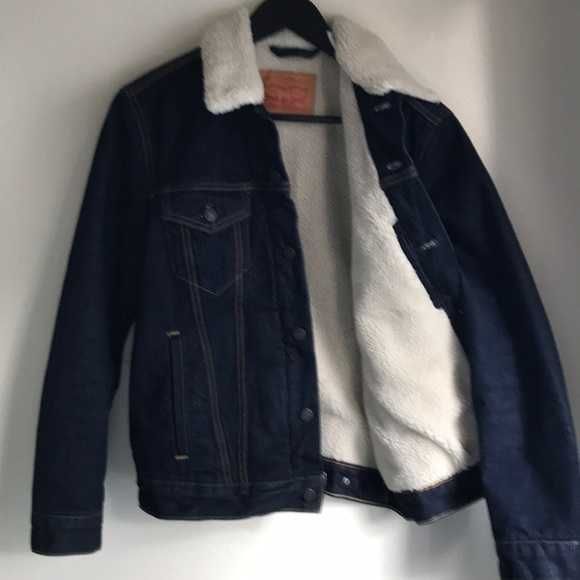 LEVI'S Sherpa США новая джинсовая куртка $150 размер XS S унисекс мех