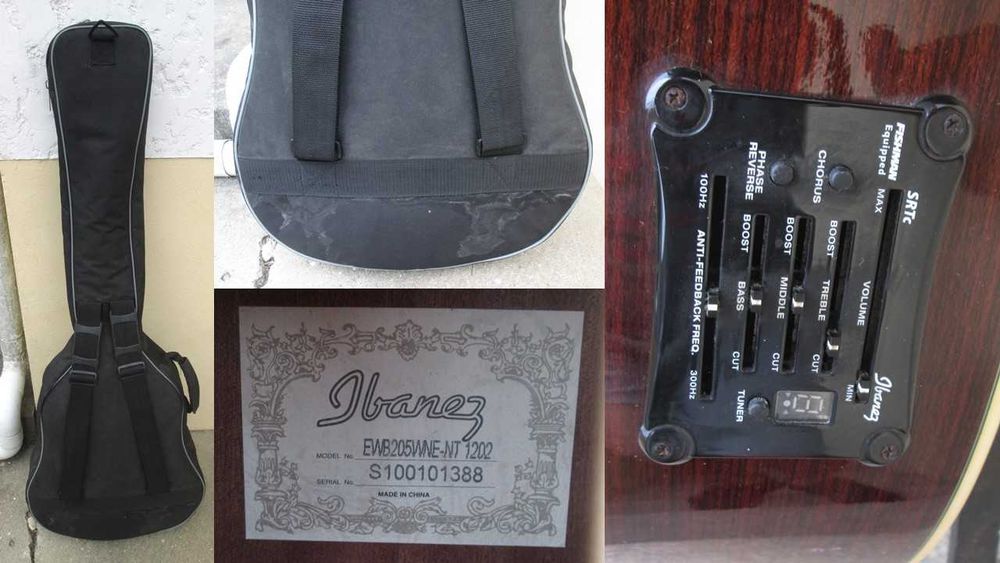 Baixo eletroacústico Ibanez de 5 cordas com saco