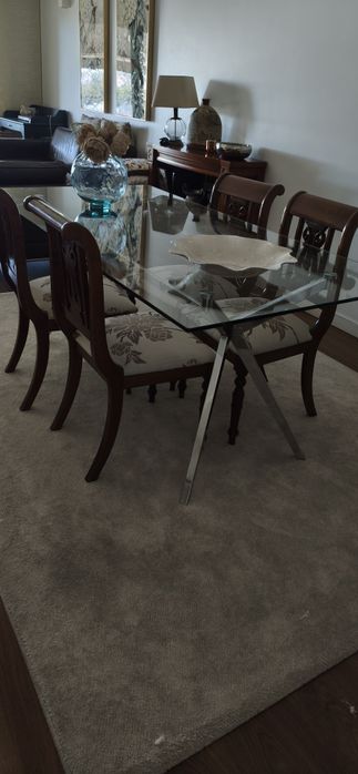 Mesa jantar de vidro da "Área"