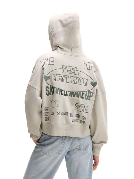 Світло-сіра толстовка на блискавці з написами