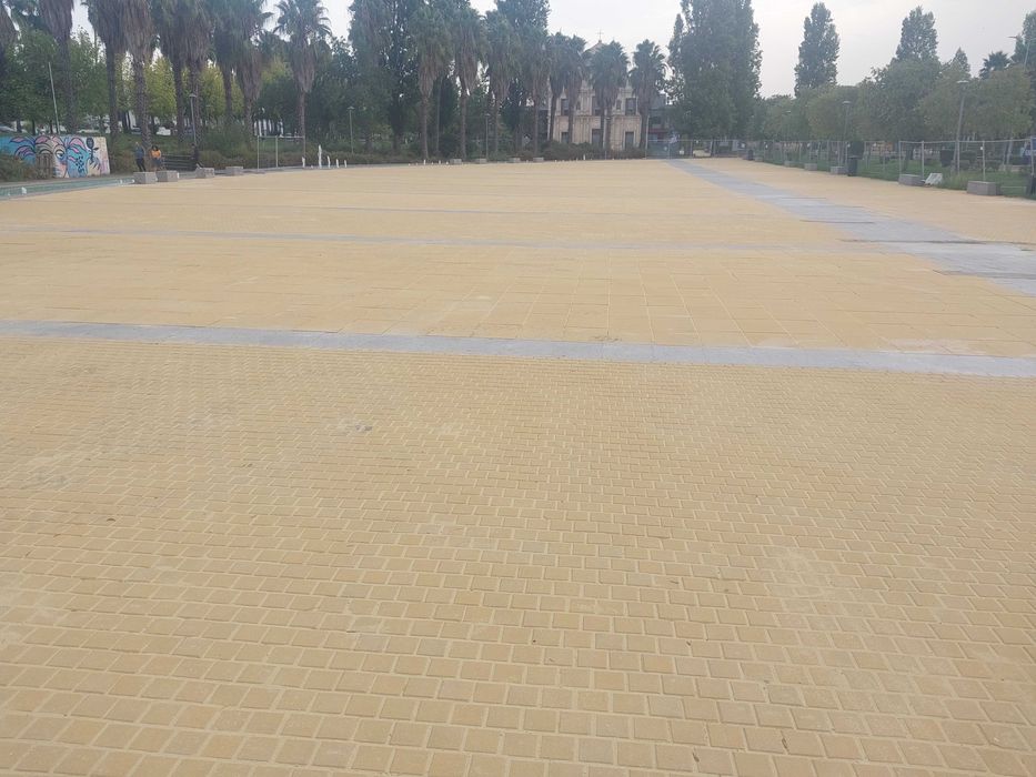 calçada portuguesa, lancil, pavé, lajeta, grelha, construção, máquina,