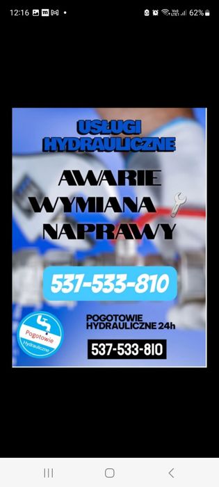 Hydraulik awaria usługi hydrauliczne montaż bateria instalacja