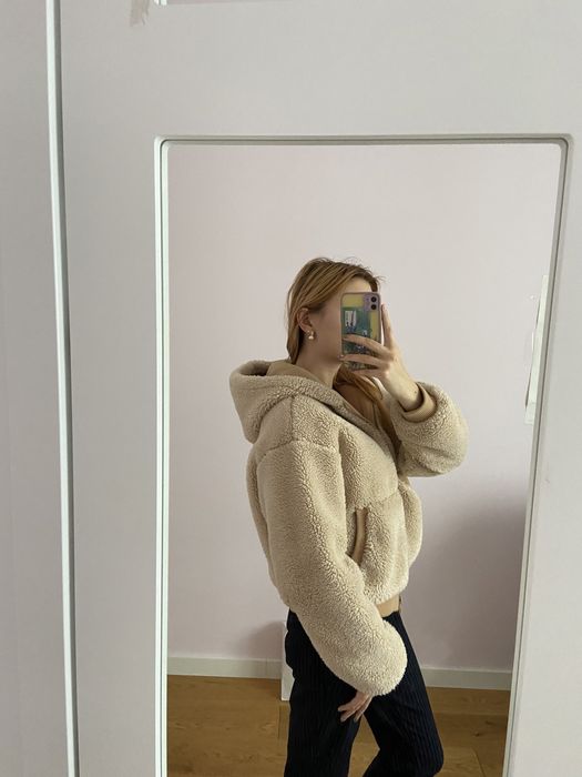 Bershka kurtka z kapturem futerko miś M