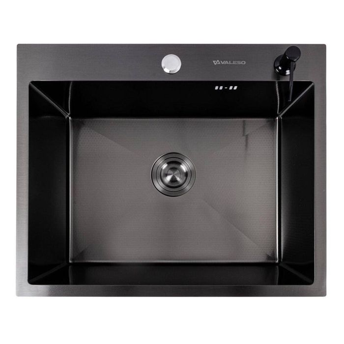 Мийка кухонна з неіржавіючої сталі Platinum Handmade "Соти" 60*50 см PVD чорна 3/0,8 мм