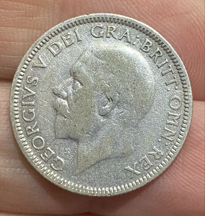 Moeda Inglesa One Shilling 1929 Prata