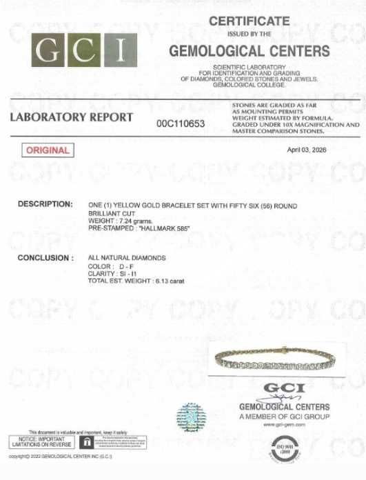 Pulseira ouro e diamantes naturais 6.13ct