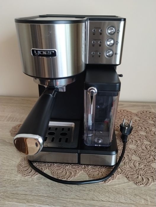 Ekspres do kawy ciśnieniowy YOER kolbowy + spieniacz mleka