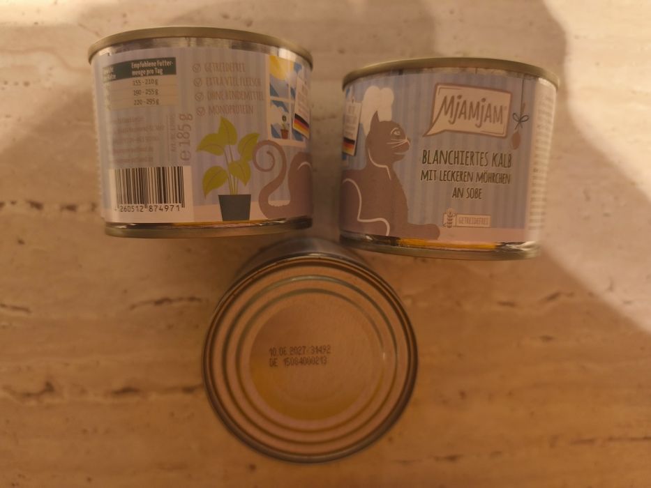 Karma dla kota MjAMjAM Zestaw 3x 185g cielęcina z marchewką bez zbóż