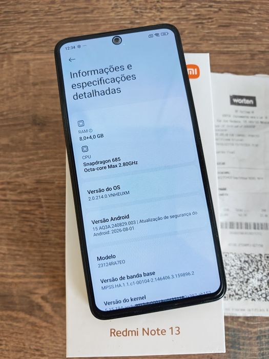 Xiaomi Redmi Note 13 6.67" 8GB/256GB Dual Sim Preto C/Garantia Aceito Retomas