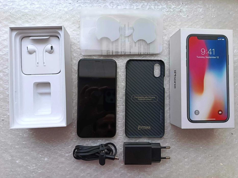 ВІДМІННИЙ стан Apple iPhone X 64Gb ПОВНИЙ комплект+чохол+скло