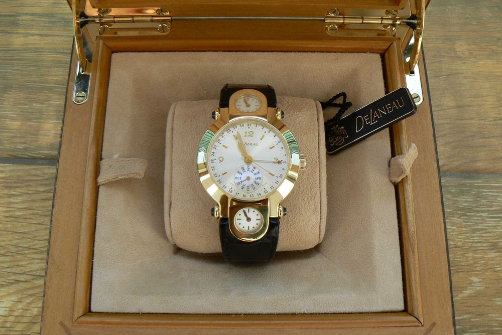 DeLaneau złoto 18K gold 750 złoty zegarek duży