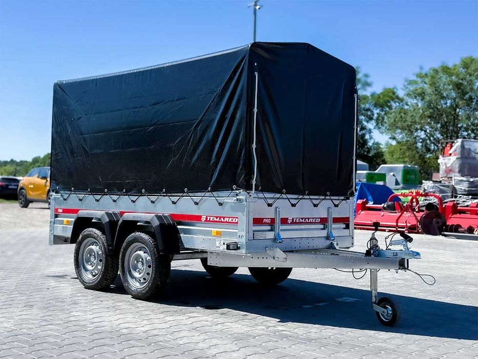 Przyczepka samochodowa 264 x 126 cm z czarną plandeką 110 cm