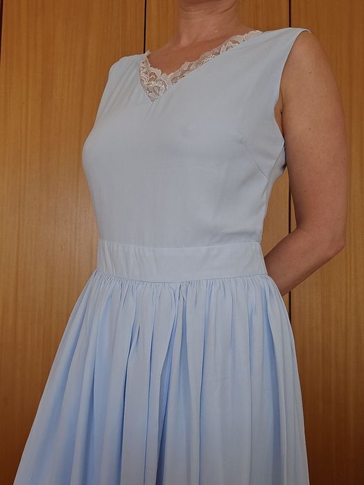 Vestido Comprido Azul Celeste Sem Mangas Tam. M Usado