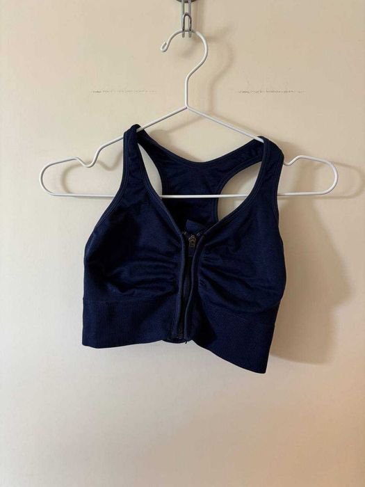 Top desportivo azul-escuro, tamanho M/L