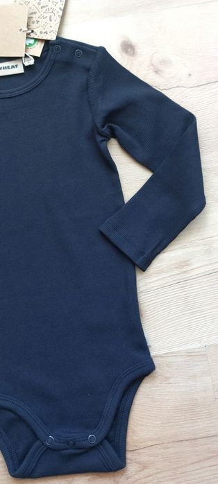 Nowe body granatowe roz 86 18M Wheat prążkowane dł rękaw