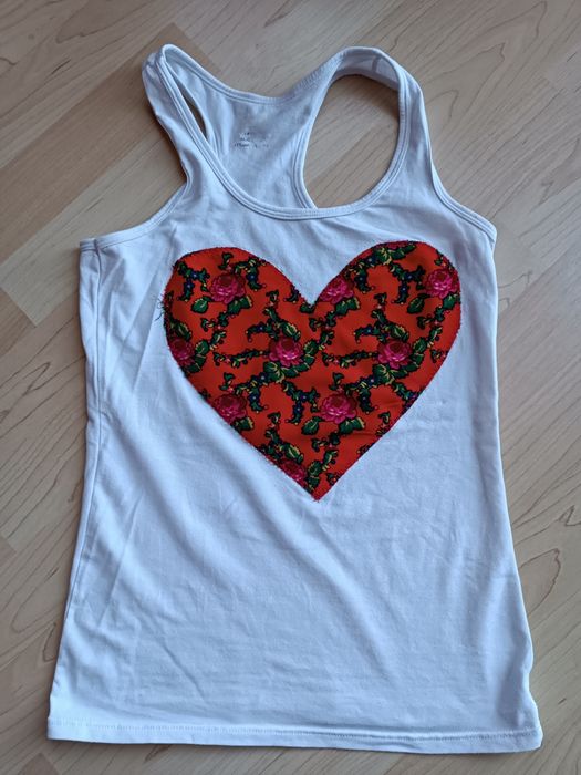 T-shirt top biały serce rozm.S/M