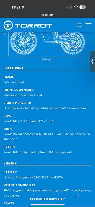 Torrot MX2 Moto Eletrica criança nova