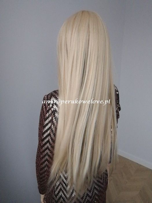 Peruka lace front słoneczny blond refleksy włosy jak naturalne