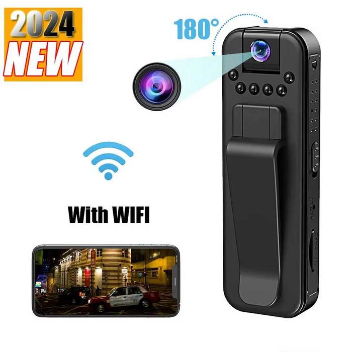 Mini Camera 1080p de corpo com wifi, clip, visao noturna e rotação 180º