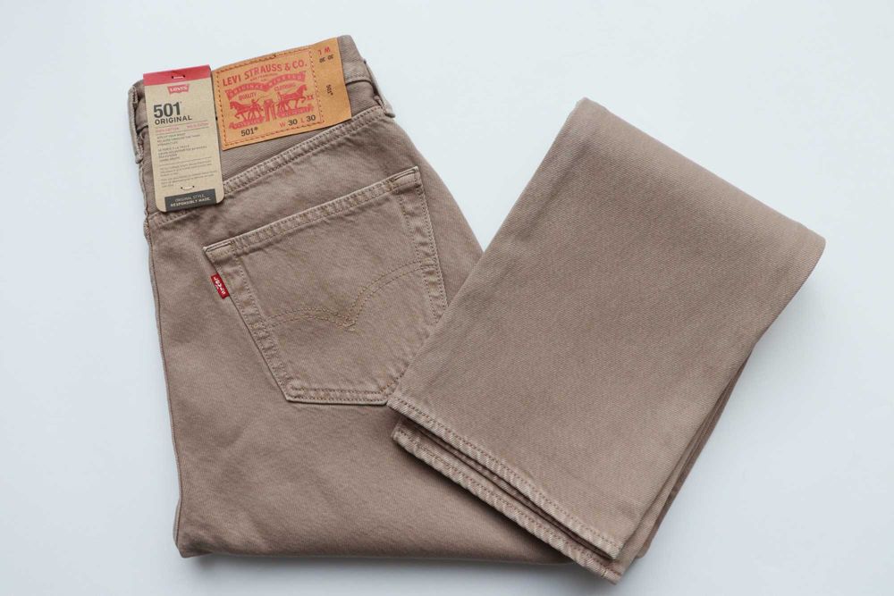 LEVIS 501 W30 L30 męskie spodnie jeansy regular straight nowe okazja cena w sklepie 589zł beżowe