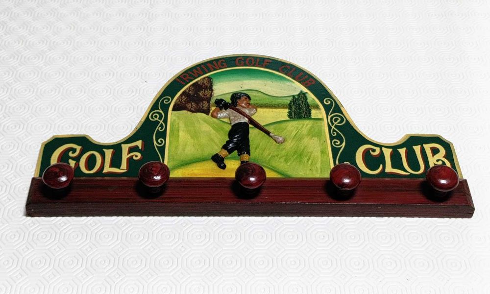 Cabide de parede inglês pintado à mão original St. Andrews Golf Club