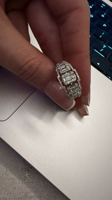 Pierścionek złoty z diamentami 1ct białe złoto bagiety zaręczynowy